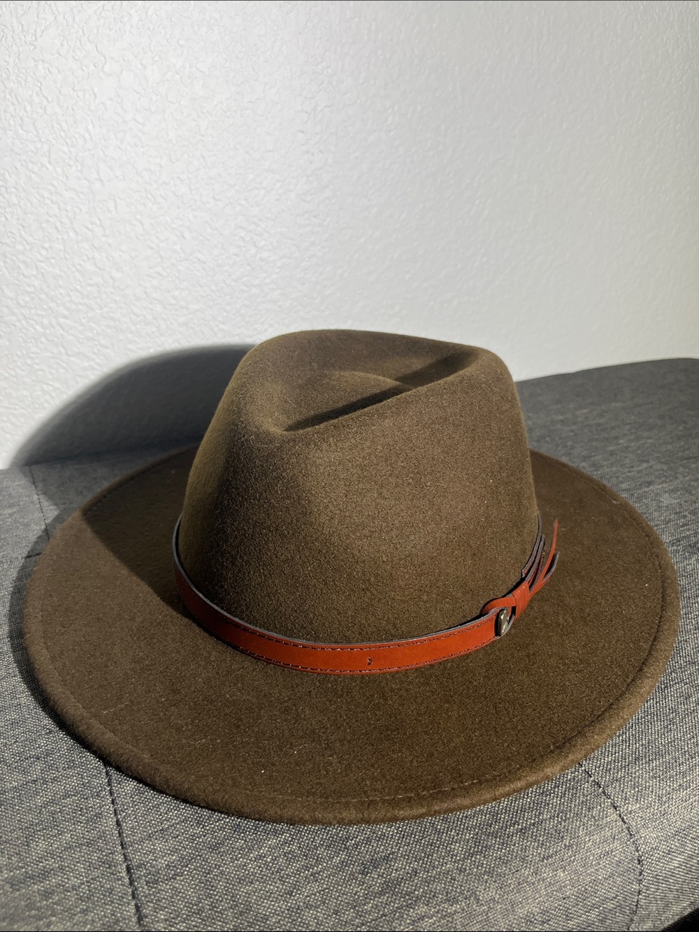 Classic Men's Wide-Brim Wool Fedora Hat in Brown
